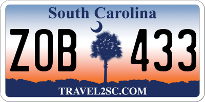 SC license plate ZOB433