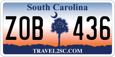 SC license plate ZOB436
