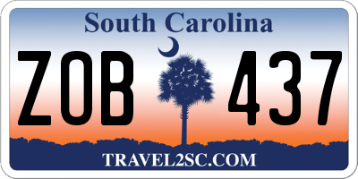 SC license plate ZOB437