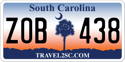 SC license plate ZOB438