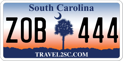 SC license plate ZOB444