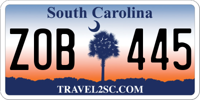 SC license plate ZOB445