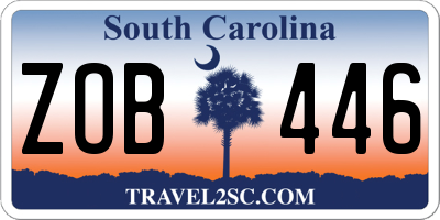 SC license plate ZOB446