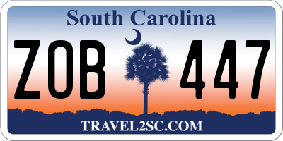 SC license plate ZOB447