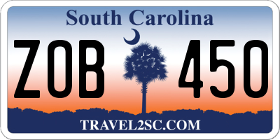 SC license plate ZOB450