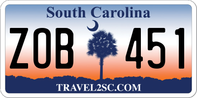 SC license plate ZOB451