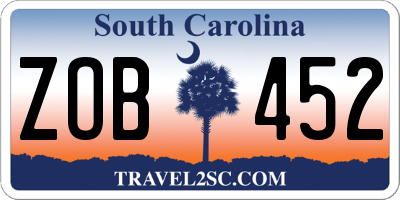 SC license plate ZOB452