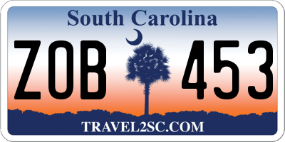 SC license plate ZOB453