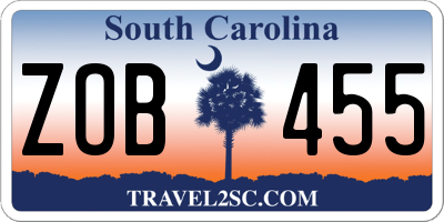SC license plate ZOB455