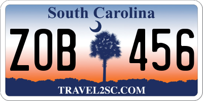 SC license plate ZOB456