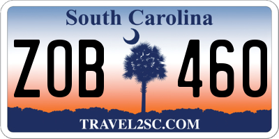 SC license plate ZOB460