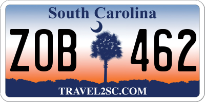 SC license plate ZOB462