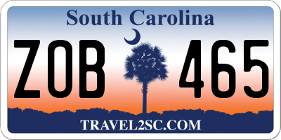 SC license plate ZOB465