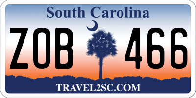 SC license plate ZOB466