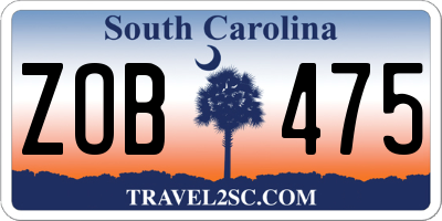 SC license plate ZOB475