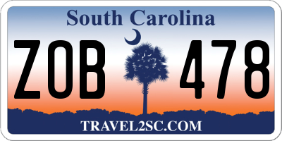 SC license plate ZOB478