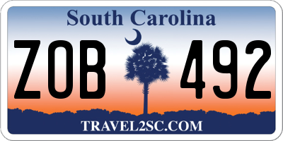 SC license plate ZOB492