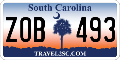 SC license plate ZOB493