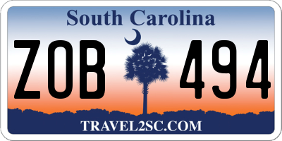 SC license plate ZOB494