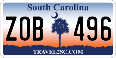 SC license plate ZOB496