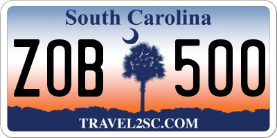 SC license plate ZOB500