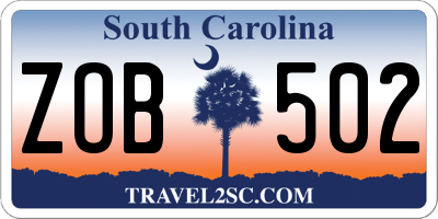 SC license plate ZOB502