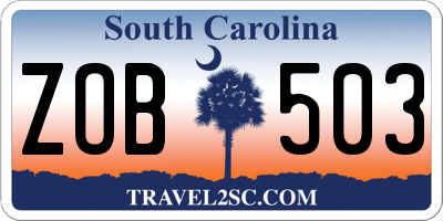 SC license plate ZOB503