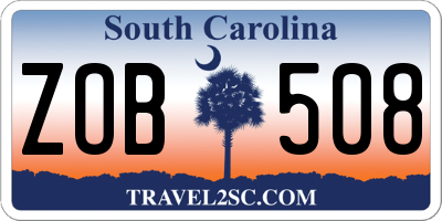 SC license plate ZOB508