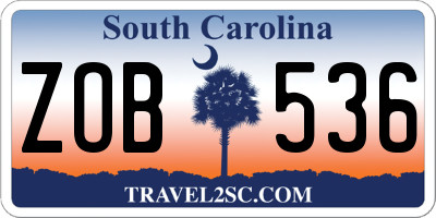 SC license plate ZOB536