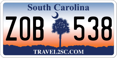 SC license plate ZOB538