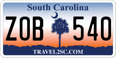SC license plate ZOB540