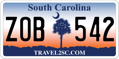 SC license plate ZOB542