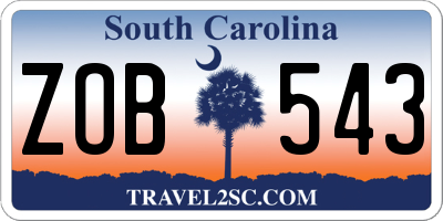 SC license plate ZOB543