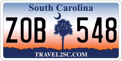 SC license plate ZOB548