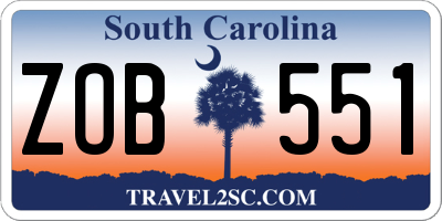SC license plate ZOB551