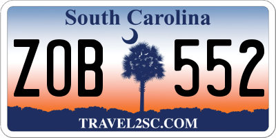 SC license plate ZOB552