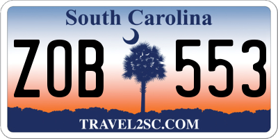 SC license plate ZOB553