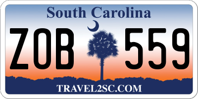 SC license plate ZOB559
