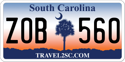 SC license plate ZOB560