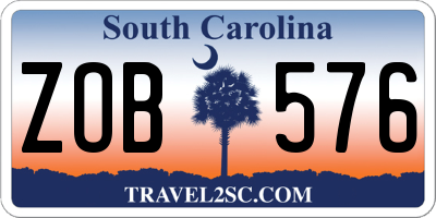 SC license plate ZOB576