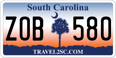 SC license plate ZOB580