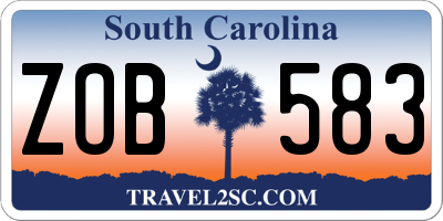 SC license plate ZOB583