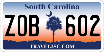 SC license plate ZOB602