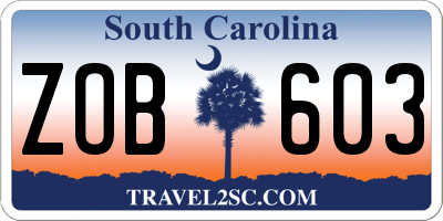 SC license plate ZOB603