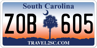 SC license plate ZOB605