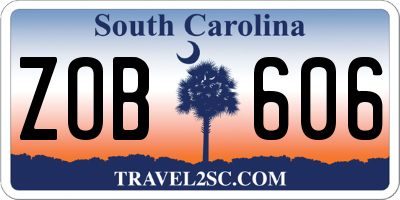 SC license plate ZOB606