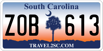 SC license plate ZOB613