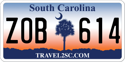 SC license plate ZOB614