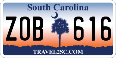 SC license plate ZOB616