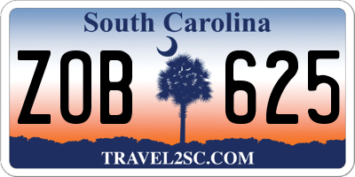 SC license plate ZOB625